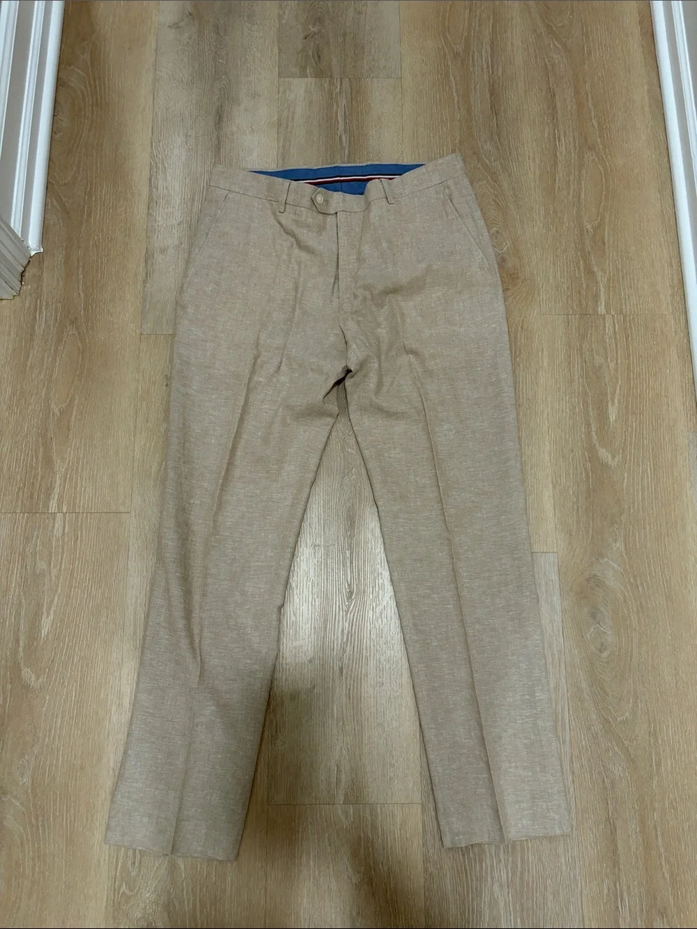 Tommy Hilfiger Men's Beige linen Pants - Classic Tailored Fit